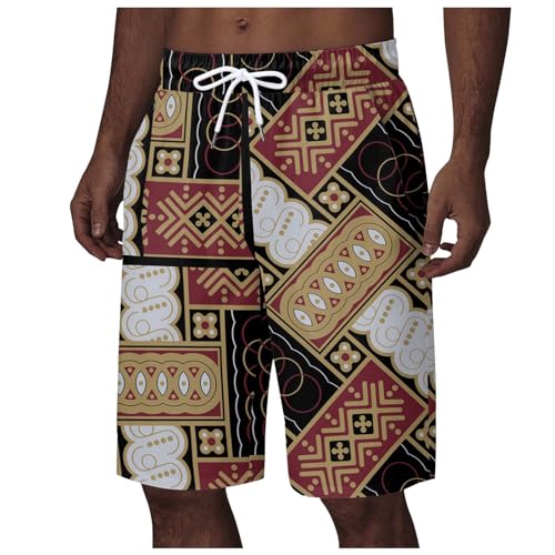 Genérico Pantalones Cortos Casual Hombre Estilo Africano Dashiki Impreso Vacaciones Hawaii Playa Pantalones Cortos Hombre, Le Noir, M