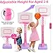 Toddler Pink Basketball Hoop Indoor Outdoor Age 1-3, Adjustable Kids Basketball Hoop with 3 Balls Backyard Outside Girls Basketball Goal Sport Toys for 1 2 3 4 Year Old Baby Girl Birthday Gifts