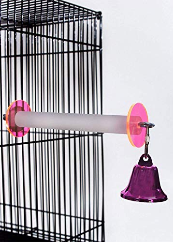 Image of The Acro Perch with Acrylic Washer & Bell by Feathered Phonics - Medium 6 inch x 