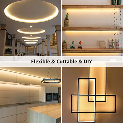 Lepro 16.4Ft Dimmable White LED Strip Light - 3000K Warm White, 300 LEDs, Strong Adhesive, Ideal for Home and Kitchen