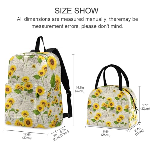 Sac à dos d'école tournesols avec boîte à déjeuner pour enfant - 2