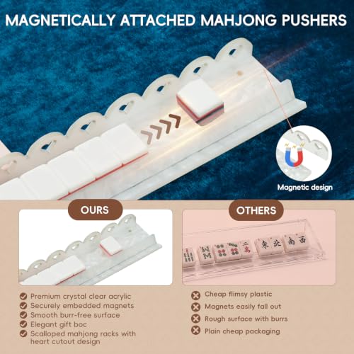 Gosome American Mahjong Racks con Pushers Set de 4 (17.5" Blanco Perla) miniatura 6