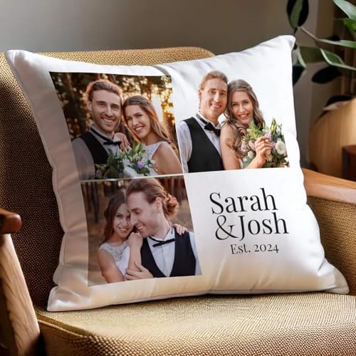 Helgee Almohada personalizable, cojines personalizados con foto, añade tu texto o imagen en la almohada, regalos personalizados para cumpleaños, pareja, padres, amigos, cojines de fotos personalizados