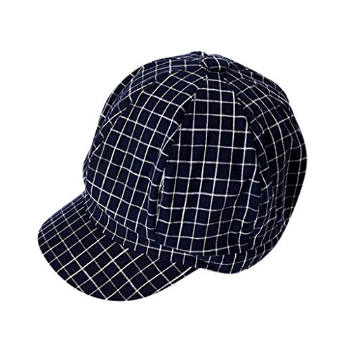 Preisvergleich Produktbild ZEELIY- Caps -Damen Casual Mode Baumwollmaschen-Kappenhut Schwarzweiss-Plaid-Kappe um