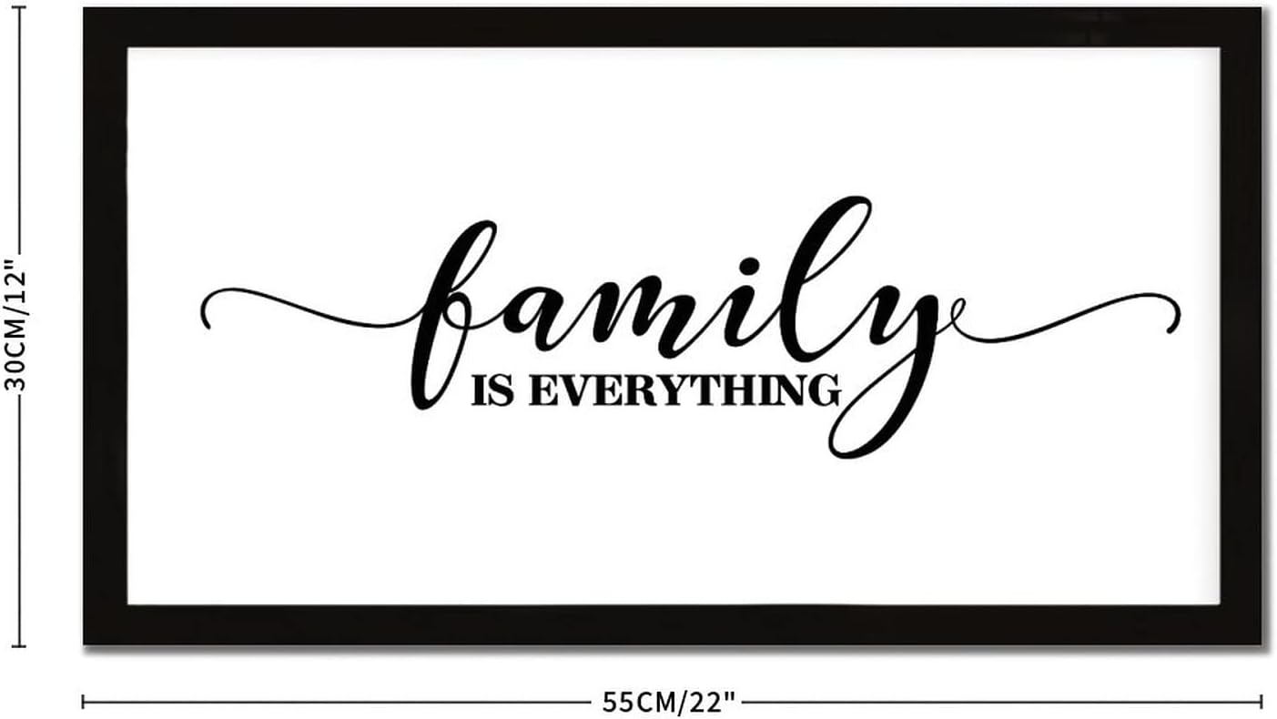 Inspirational Quotes 12x22in Wooden Signs with Bible Verse Family is Everything Black Frame Wooden Plaque Birthday Housewarming Gift for Cottage Bedroom Garden Yard Farmhouse Porch Cafe Bar Wall Decor