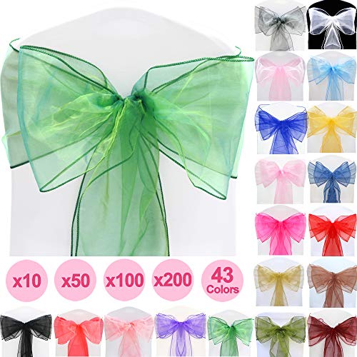 time to Sparkle Cubresillas Pack de 100 Fundas de Silla Funda para Silla Lazos de Organza Cinta más Ancha Fuller Lazos para Boda decoración de cumpleaños  heathergreen