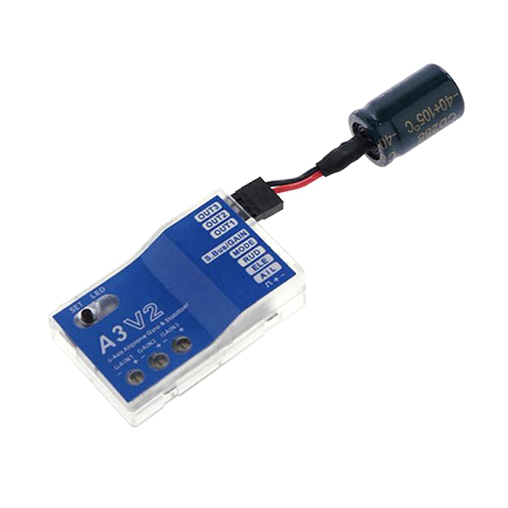 2 x 3-osiowy żyroskop A3 V2 stabilizator regulatora lotu do samolotów RC, śmigłowców ze sztywnymi skrzydłami, części modelu samolotu, zwiększona stabilność