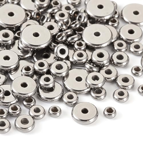 Cuentas espaciadoras de acero inoxidable Craftdady redondas y planas Heishi para joyería 8