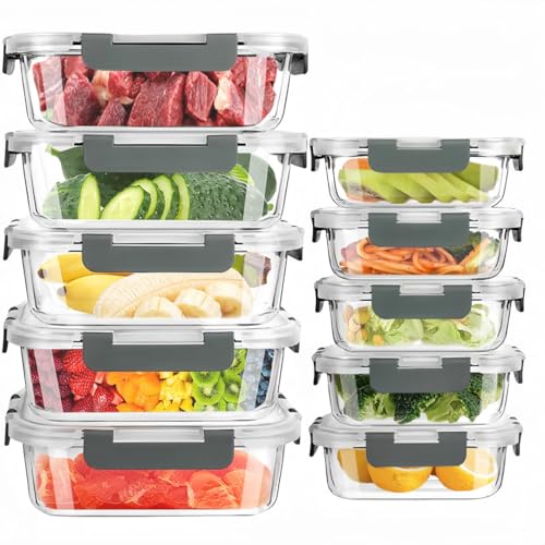 Glass Food Storage Containers with Lids, Airtight Glass Food Stor...