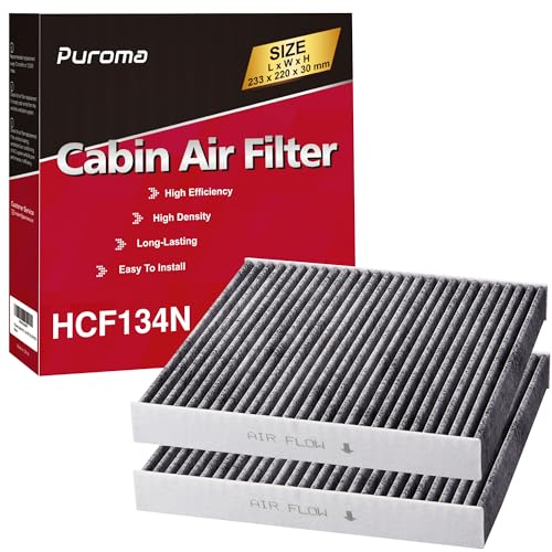 Image of Puroma Cabin Air Filter with Activated Carbon, Replacement for CP134, CF10134, Honda & Acura, Civic, CR-V, Odyssey, CSX, ILX, MDX, RDX, AT134 (2 pc)