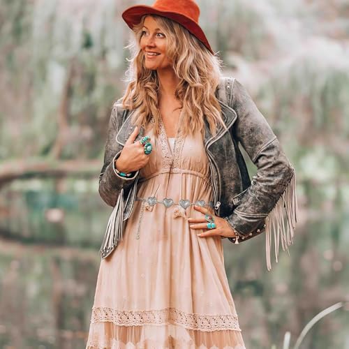 Chain Belt Concho Belts for Women, Silver Chain Belts for Women Western Waist Chain Belt for Dresses Jeans2