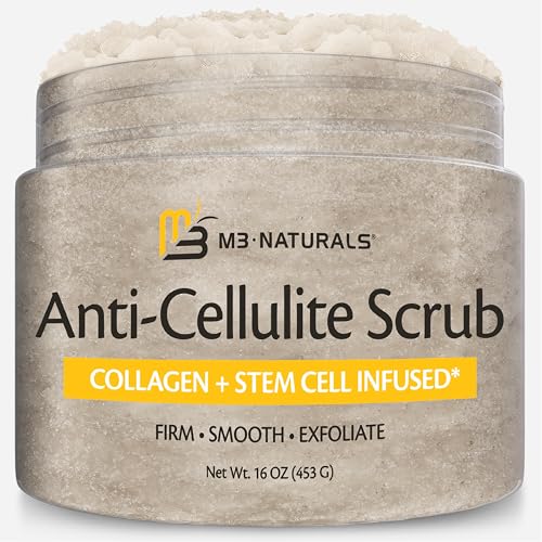 Anti-Cellulite Body Scrub for Skin Tightening Firming Moisturizing & Smoothing Exfoliating Formula for Legs Glutes Hands & Feet with Stem Cells Collagen Coconut & Jojoba Oil 16oz - M3