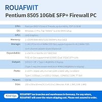 ROUAFWIT Mini PC 10Gbe Firewall Pentium 8505, DDR5 8GB RAM M.2 NVMe 256GB SSD, 2 x 10 Gigabit Ethernet SFP Micro Router Lüfter Gerät Computer, 4 x i226V 2.5GbE LAN Support Windows OPNsense – Ansicht 5