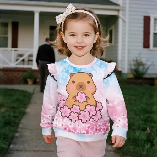 Girls Fashion Sweatshirts Ruffle Sleeves Girl Long Sleeve Pullover Tops Comfortable Toddlers Crew Neck Sweatshirt4