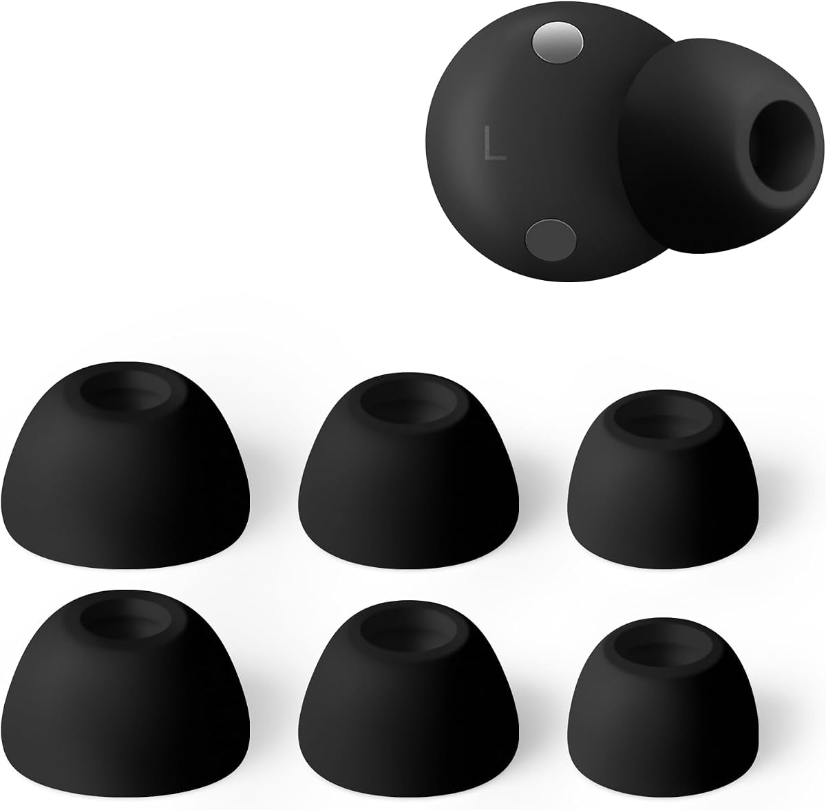 Geiomoo Almohadillas de silicona para auriculares Beats Solo Buds, almohadillas de repuesto para auriculares (negro, L/M/S)