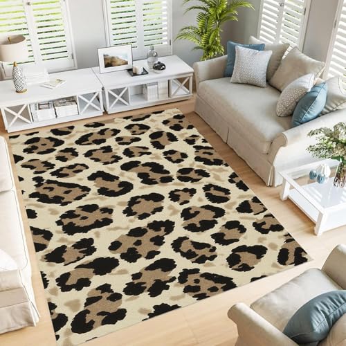 Tapis imprimé léopard résistant et léger contre l'usure du salon - 3