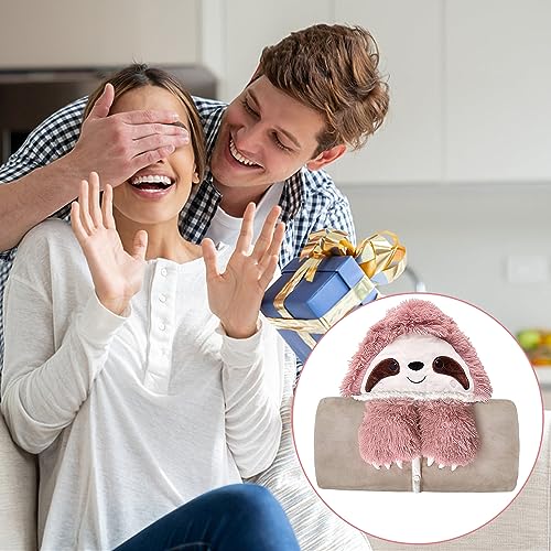 MeYuxg Faultier Kuscheldecke Rosa, Kuscheldecke Flauschig 166 x 118cm, Decke mit Ärmeln und Kapuze, Faultier Geschenke für Frauen, Faultier Tragbare Decke, Kuscheldecke Tier für Sofa, Büro