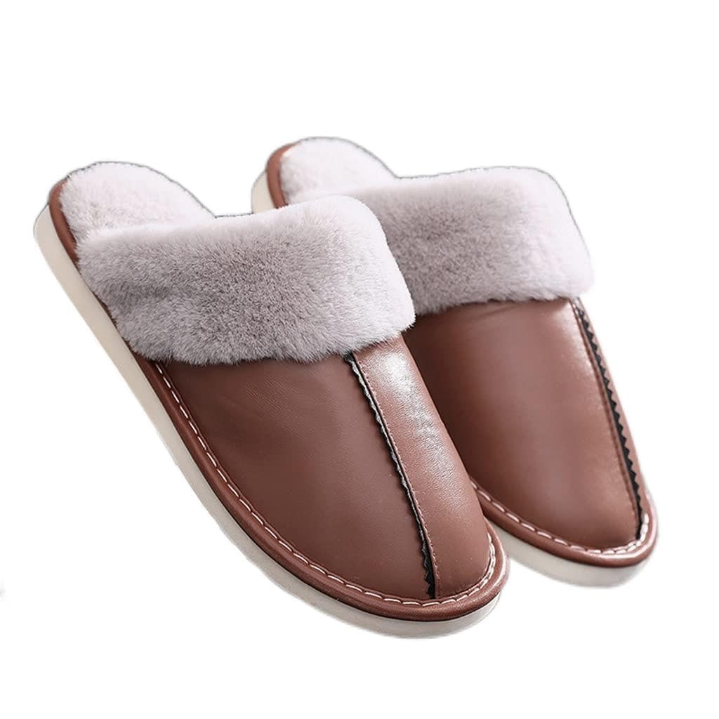 Household Autumn and Winter Home Slippers Indoor Mens Non-Slip Thick-Soled Warm Plush Slippers Color B Size 43 44