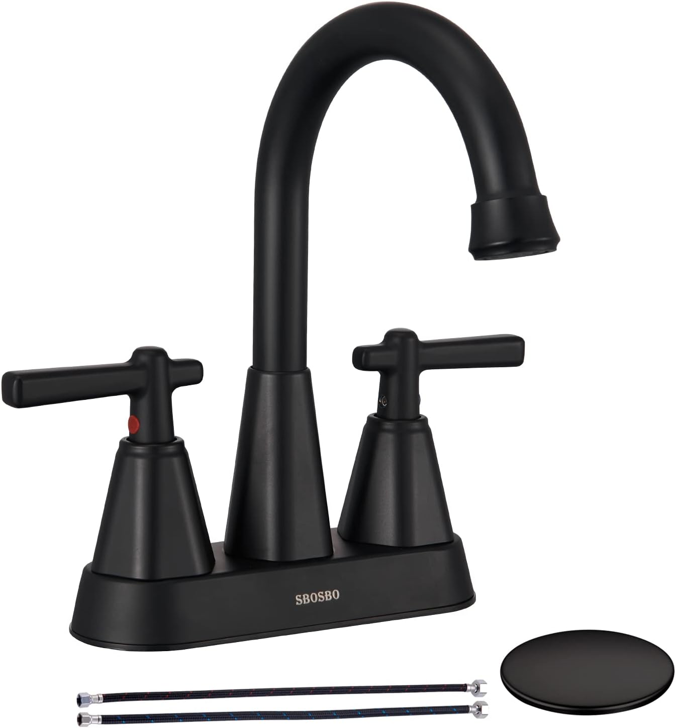 Matte Black Bathroom Sink Faucet, SBOSBO 4 Inch Bathroom Faucet for