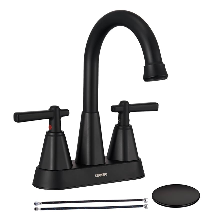 Matte Black Bathroom Sink Faucet, SBOSBO 4 Inch Bathroom
