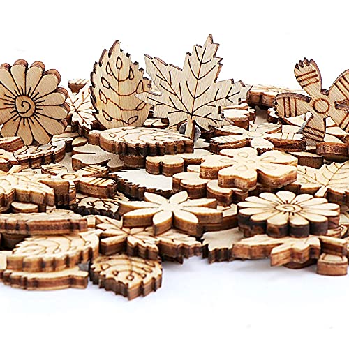200 Pezzi Fette Legno Forma, Legno Foglie
