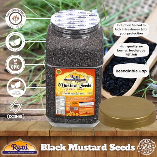 Rani Black Mustard Seeds Whole Spice (Kali Rai) 112oz (7lbs) 3.18kg Bulk PET Jar ~ All Natural | Gluten Friendly | NON-GMO | Kosher | Vegan | Indian Origin - Image 5