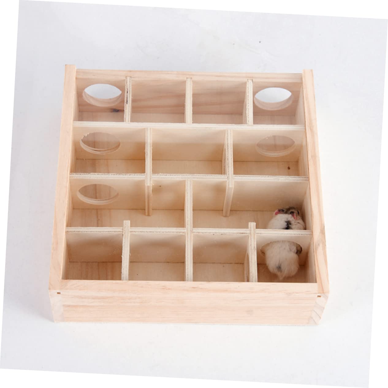 Toyvian Holzlabyrinth Mit Glasabdeckung Für Kleine Haustiere Aktivitätsspielzeug Aus Natürlichem Holzmaterial Für Hamster Kleinnager Maus Labyrinthtunnel Für Kleine Tiere