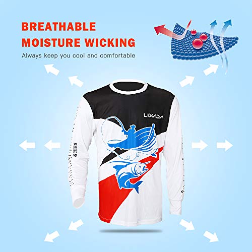 Andoer Camisa de pesca de manga comprida UPF 50+ Proteção solar Roupa de pesca de secagem rápida res