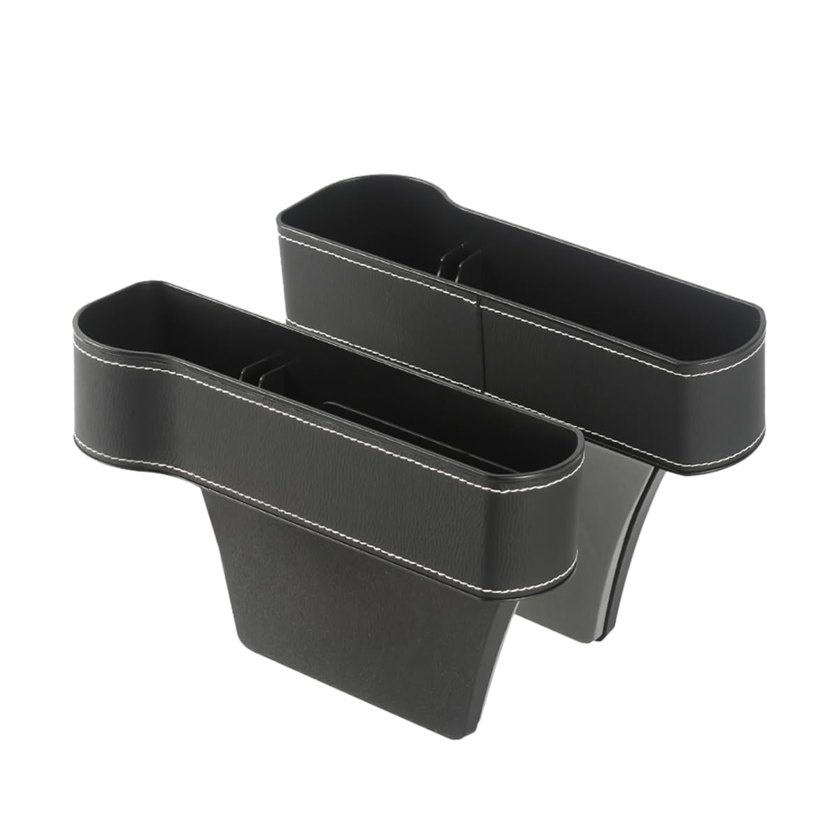 JNNJ Stockage D'écart Siège Voiture, Poche Console Siège Avant En Cuir PU, Boîte Rangement De Siège De Voiture Avec Trou De Chargement USB Pour Portefeuilles, Pour Portefeuilles, Téléphones(Noir)