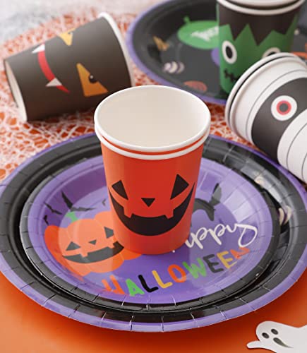 Winoo Design Halloween Plates And Napkins Party Supplies - Serves 16 - Halloween Cups Halloween Napkins For Halloween Birthday Decorations Kids Pumpkin Plates Halloween Dinnerware Set #TOP4