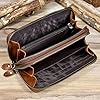 LUUFAN Men's Genuine Leather Clutch Bag Double Zipper Purse 4 Interlayer Zip-Around Wallet (Brown 4) #4