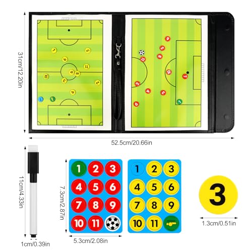 KEWUZY Pizarra Tactica Futbol, Carpeta Táctica de Entrenamiento, Carpeta Táctica para Entrenar, con Marcador y Imanes, para Entrenadores Futbol Tablero - imagen 2