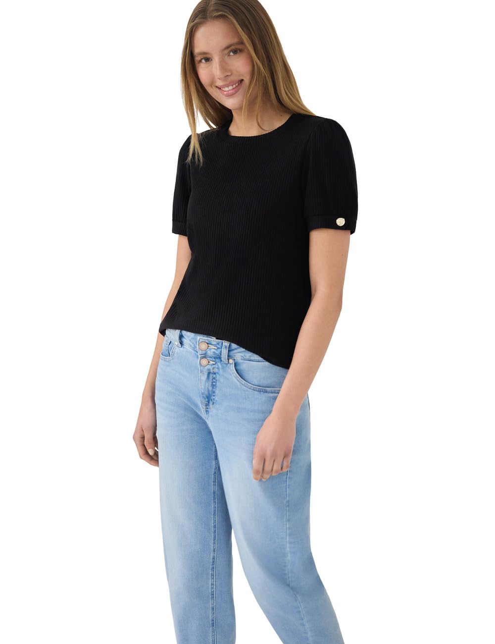 Street One Studio T-Shirt with Button Detail Black 46