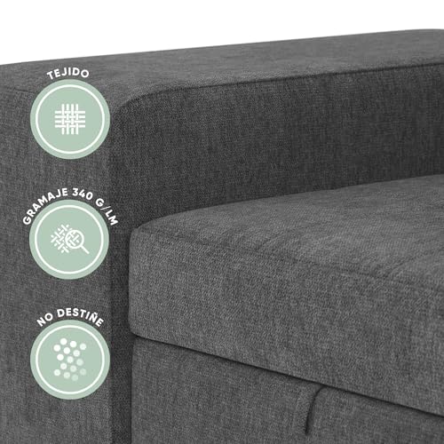 Variante de BUDWING sofas chaise longue Gris oscuro 263×161×96 cm