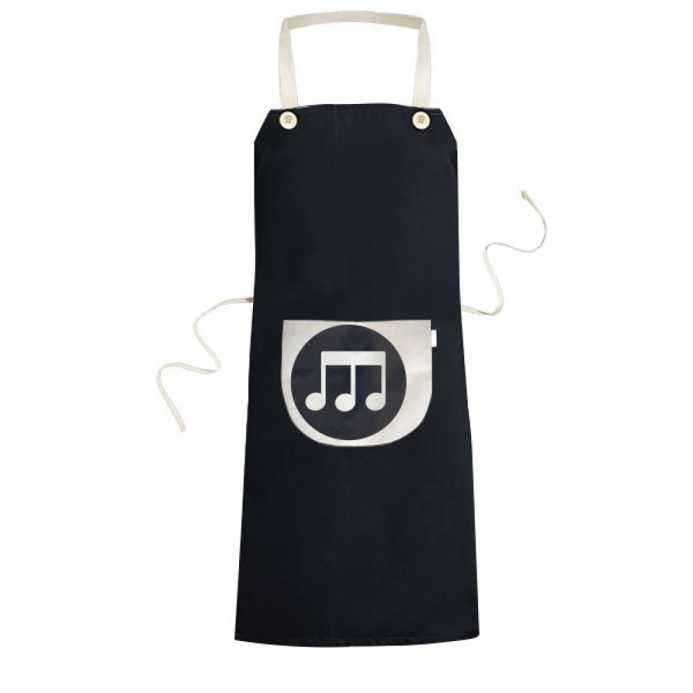 Tablier de cuisine à bavette notes de musique noir avec poche anti-taches mixte