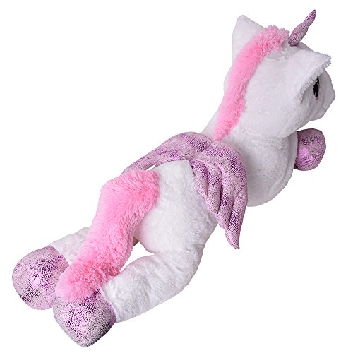 TE-Trend XXL Einhorn Kuscheltier 130cm weiß - Regenbogen Schweif und Glitzerhorn, EIN ideales Riesen Plüschtier für liebevolle Momente – Bild 4