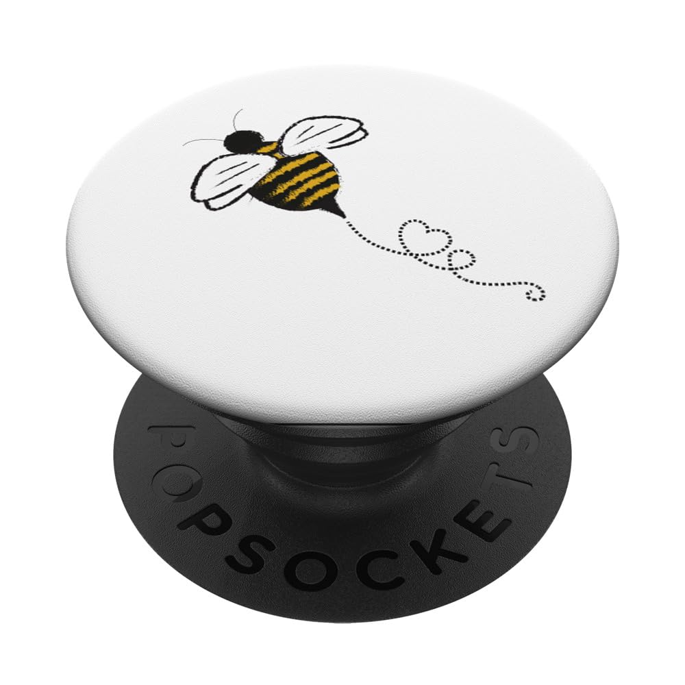 Bee Bumblebee Honey Heart Cute Bees Lover White Background PopSockets Adhesive PopGrip