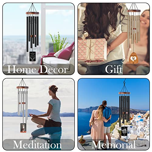 Image of Personalized Custom Wind Chimes Memorial Gift for Loss of Loved One Mother Dad Mom Dog Pets Customized Outdoor Sympathy Wind Chimes with Photo Text
