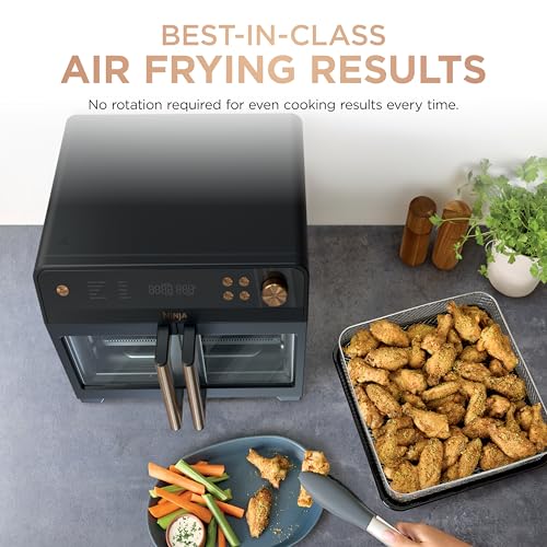 Image of Ninja | French Door Premier Air fry Oven | 10-in-1 functions | 20.3-qt capacity | 5-qt Air Fry Basket, Sheet Pan, Wire Rack, Broil Rack | PFAS-free, Dishwasher-Safe Accessories | Black | FO101BK
