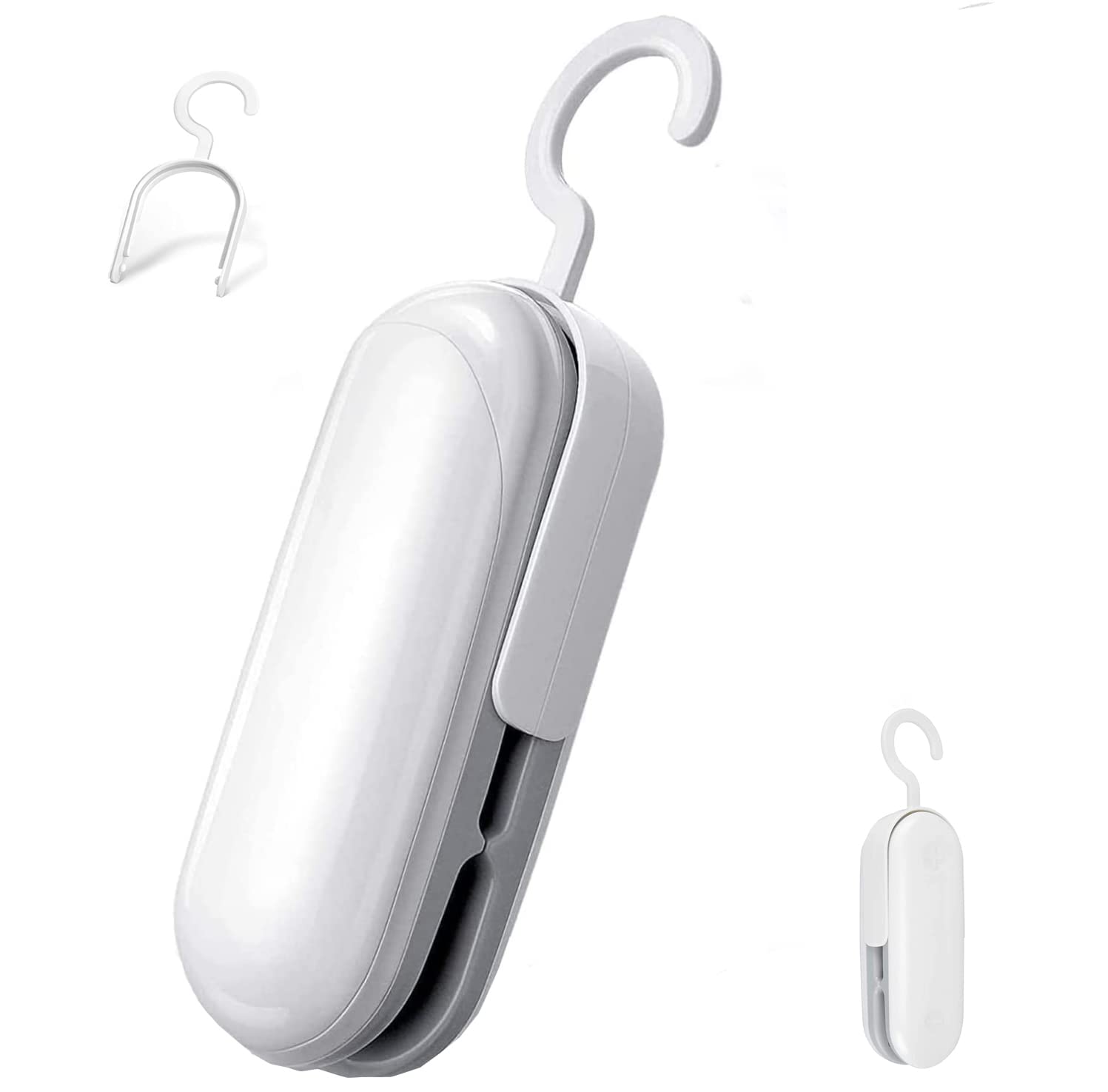 Dagosh Mini Bag Sealer, Portable Sealing Bags Machine, Handheld Heat Food Vacuum Sealer Machine with Cutter and Hook for Snack, Plastic Bags, Storage, Potato Chip Cookie Bags(White)