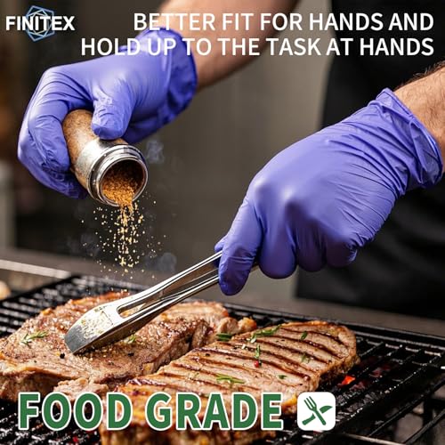 Image of FINITEX Nitrile Disposable Medical Exam Gloves Ice Blue 3.2mil Cleaning Food