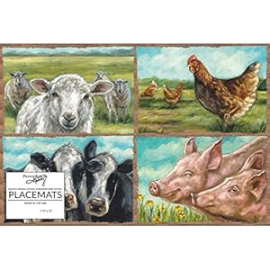Primitives by Kathy Farmhouse Animals Tearaway Single Use Paper Placemat Pad of 24 from