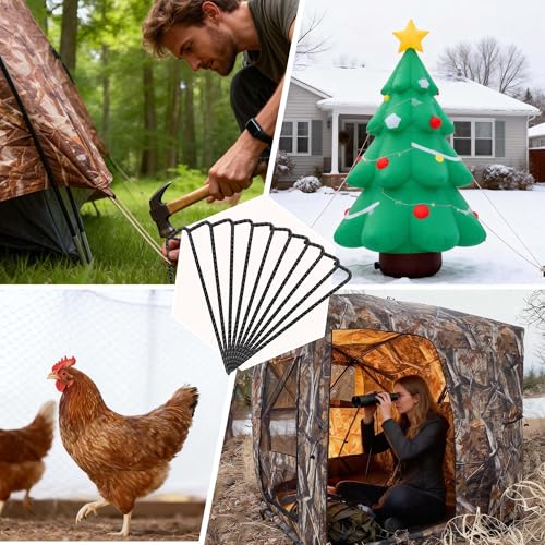 Estacas para tienda de campaña de barra de refuerzo de 10 pulgadas, paquete de 10 unidades para camping, jardín y toldos miniatura 7