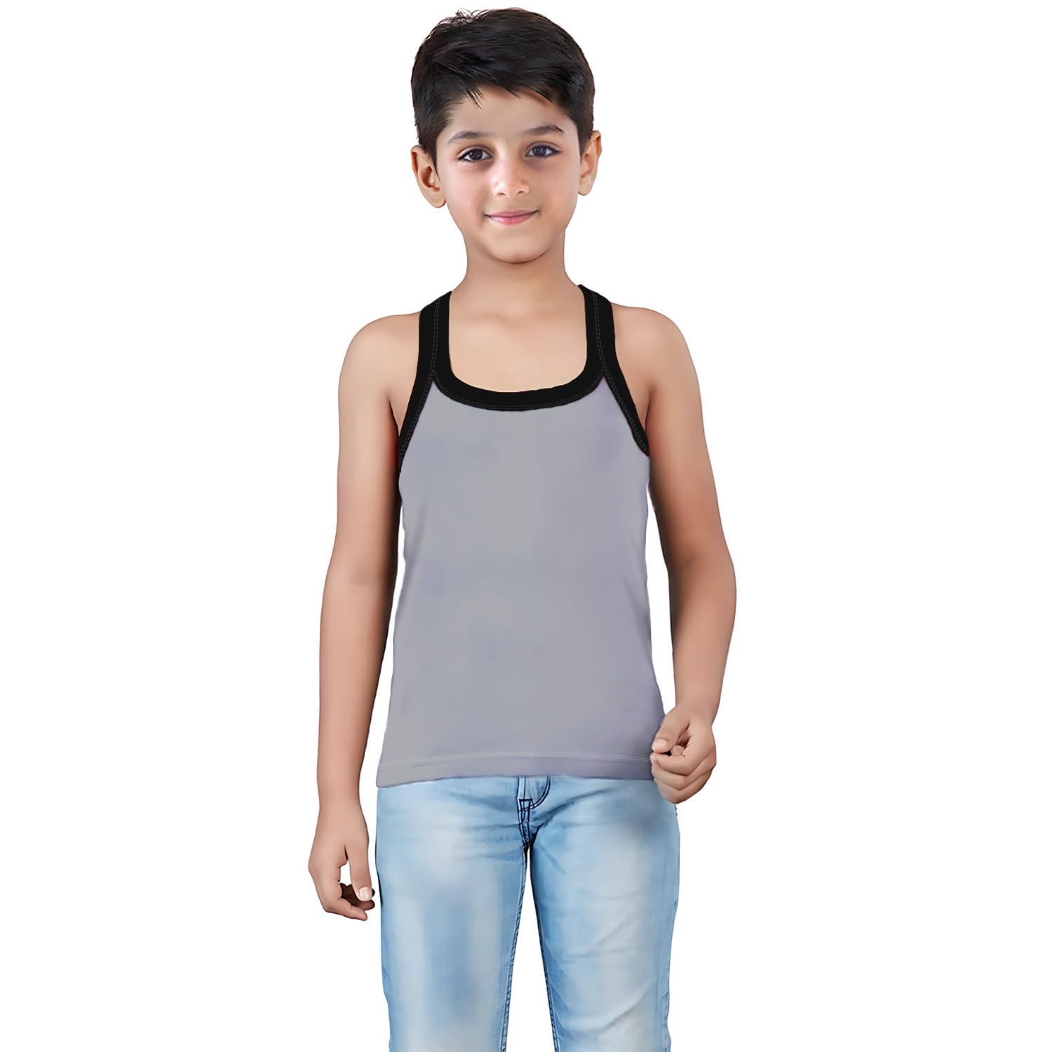 HAP Boys 100% Cotton Multicolor Rib Regular Fit Vest Pack (Pack Of 5)_Size 45 - Image 7 thumbnail