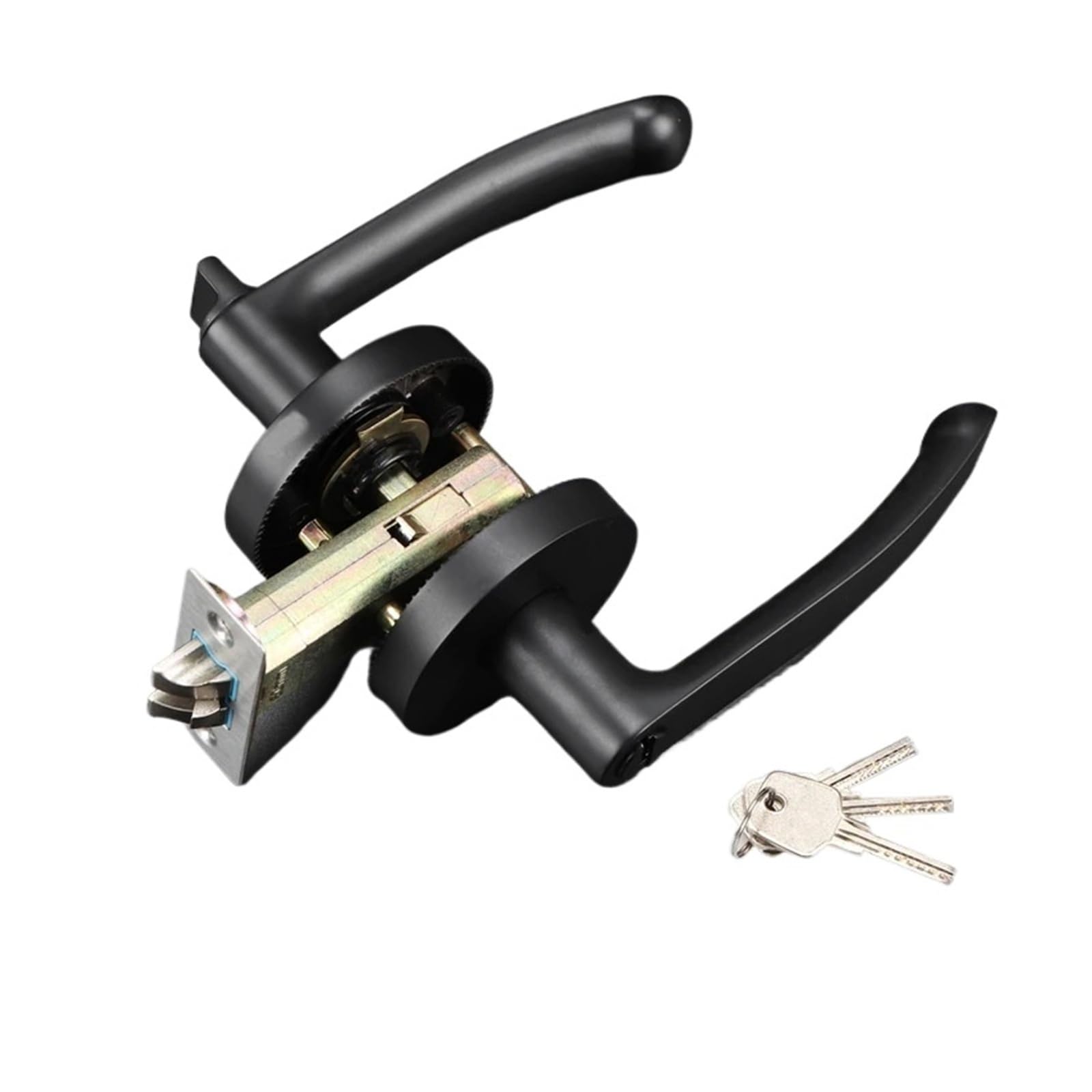 SJLOYNWQ Door Lock Household Three-Pole Single-Tongue Round Silent Anti-Theft Door(Dumb Black ET_60MM)
