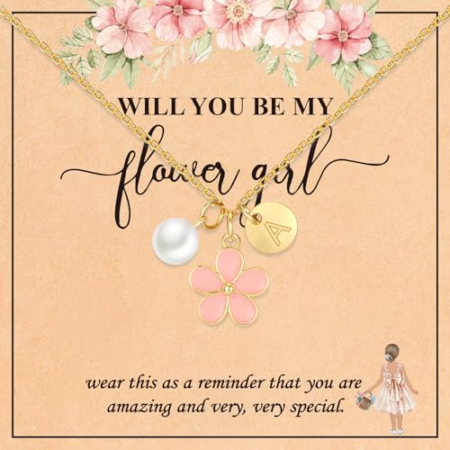 Flower Girl Gift,Initial X Letter Necklace for Flower Girl,14K Gold Plated Proposal Gifts on Wedding Bridal Party