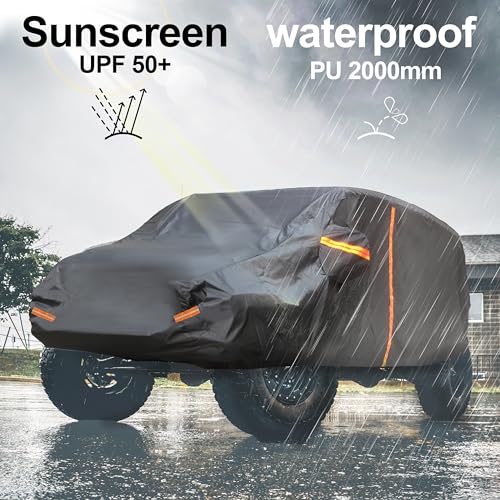 Image of for Jeep Wrangler Cover 2 Door Waterproof, Pu2000mm, UPF50+, Windproof, Dustproof, and Outdoor-Ready - Fits 2007-2021 Unlimited Sport /Sahara /Rubicon JK JL(Black)