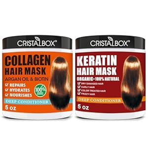 2 Pack Collagen Hair Mask & Keratin Hair Mask,Hydrating Argan Oil Hair Repair Treatment Deep Conditioner Hair Treatment Mask for Dry Damaged Hair,Keratin Hair Treatment Collagen with Biotin Hair Mask