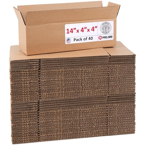 Image of Long Cardboard Boxes 14 inchL x 4 inchW x 4 inchH (Pack of 40) - USA-Made Packing Boxes for Moving, Shipping, or Storage - USPS, UPS, FedEx Approved - Professional Packing Supplies for Moving | USA-Made Packing Boxes for Moving, Shipping, or Storage - USPS, UPS, FedEx Approved - Professional Packing Supplies