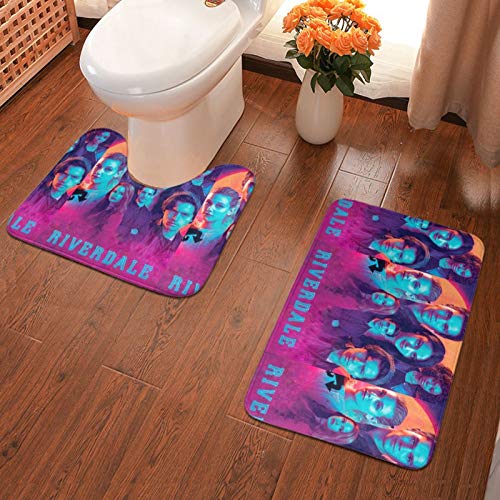 Guoguoding Riverdale Bathroom Antiskid Pad Mats Set 2 Piece Soft Pads Bath Mat + Water Absorption Contour